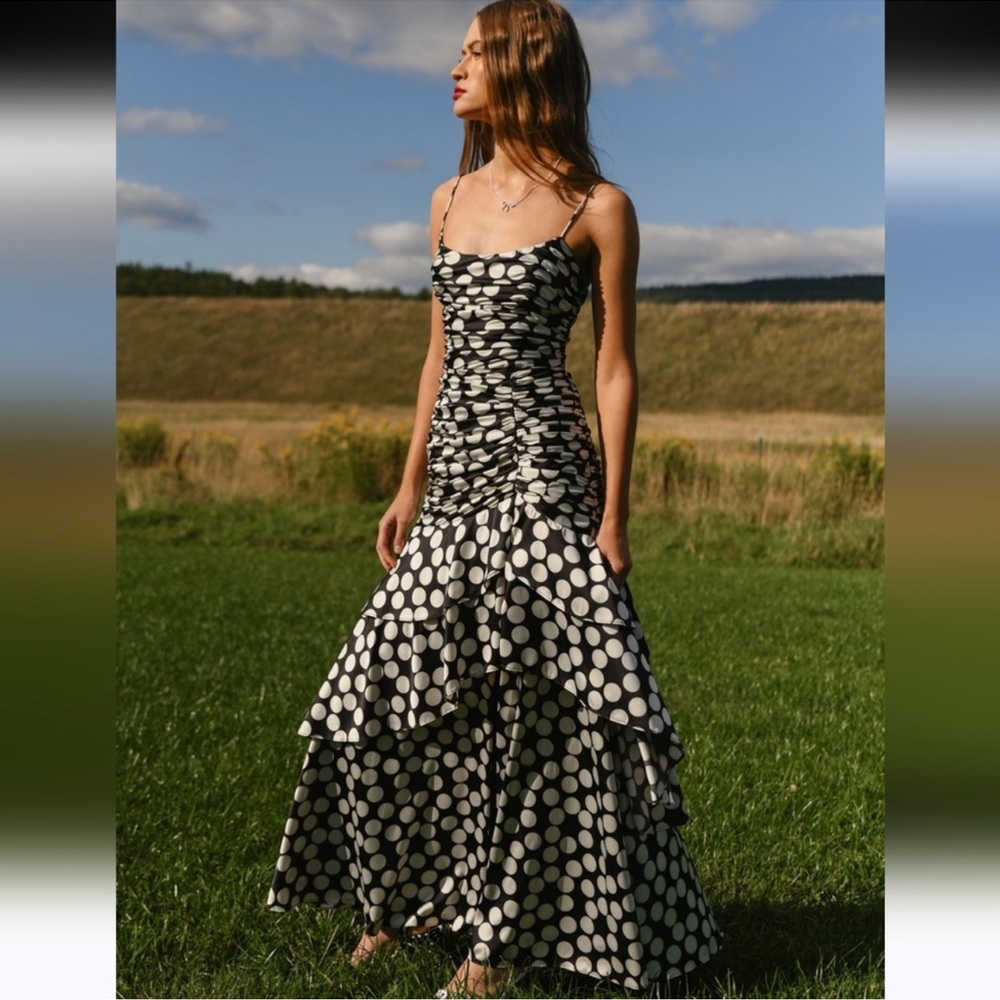 Anthropologie Hutch Black and White Polka Dot Dress